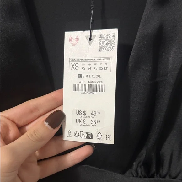 Zara Elegant Black Long Sleeve Dress - Picture 2 of 3